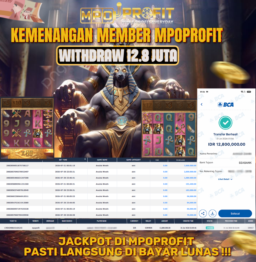 MPOPROFIT JACKPOT PGSOFT! KEMENANGAN MURNI DI (ANUBIS WRATH TOTAL 12.800.000,- LUNAS)